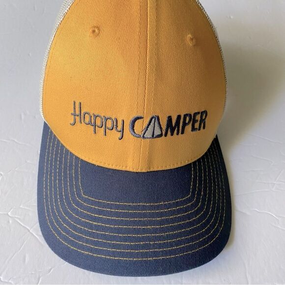 Columbia Happy Camper yellow snap back mesh unisex cap hat trucker baseball OS - Picture 3 of 6